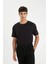 Regular Fit Bisiklet Yaka Krinkıl Kısa Kollu Siyah Tişört D6477AX24HS 11