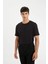 Regular Fit Bisiklet Yaka Krinkıl Kısa Kollu Siyah Tişört D6477AX24HS 12