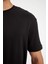 Regular Fit Bisiklet Yaka Krinkıl Kısa Kollu Siyah Tişört D6477AX24HS 13