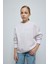 Kız Çocuk Oversize Geniş Kalıp Bisiklet Yaka Sırt Baskılı İçi Yumuşak Tüylü Sweatshirt D4297A824WN 12