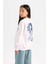 Kız Çocuk Oversize Geniş Kalıp Bisiklet Yaka Sırt Baskılı İçi Yumuşak Tüylü Sweatshirt D4297A824WN 13