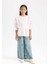 Kız Çocuk Oversize Geniş Kalıp Bisiklet Yaka Sırt Baskılı İçi Yumuşak Tüylü Sweatshirt D4297A824WN 14