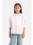 Kız Çocuk Oversize Geniş Kalıp Bisiklet Yaka Sırt Baskılı İçi Yumuşak Tüylü Sweatshirt D4297A824WN 15