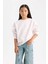 Kız Çocuk Oversize Geniş Kalıp Bisiklet Yaka Sırt Baskılı İçi Yumuşak Tüylü Sweatshirt D4297A824WN 16