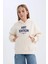 Kız Çocuk Oversize Geniş Kalıp Kapüşonlu Baskılı İçi Yumuşak Tüylü Sweatshirt D4296A824WN 13