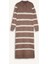 Regular Fit Polo Yaka Düğmeli Çizgili Uzun Kollu Maxi Triko Elbise D6523AXNS 14