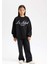 Kız Çocuk Oversize Geniş Kalıp Bisiklet Yaka Baskılı Sweatshirt D4381A824WN 8