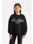 Kız Çocuk Oversize Geniş Kalıp Bisiklet Yaka Baskılı Sweatshirt D4381A824WN 9
