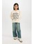 Kız Çocuk Relax Fit Bisiklet Yaka Baskılı Sweatshirt D4387A824WN 8