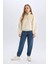 Kız Çocuk Oversize Geniş Kalıp Yarım Fermuarlı Basic Düz İçi Yumuşak Tüylü Sweatshirt D6184A824WN 8