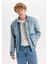 %100 Pamuk Polo Yaka Cepli Fermuarlı Denim Ceket D5884AX24AU 8