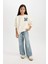 Kız Çocuk Oversize Geniş Kalıp Bisiklet Yaka Baskılı Sweatshirt D4383A824WN 7