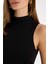 Bodycon Vücudu Saran Yarım Balıkçı Yaka Kolsuz Maxi Siyah Abiye Elbise D5067AX24AU 8
