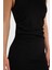 Bodycon Vücudu Saran Yarım Balıkçı Yaka Kolsuz Maxi Siyah Abiye Elbise D5067AX24AU 9