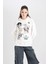 Coool PowerPuff Girls Oversize Geniş Kalıp Kapüşonlu Baskılı Kalın Sweatshirt D4846AX24WN 9