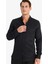 Slim Fit Dar Kesim Polo Yaka Dokulu Uzun Kollu Siyah Gömlek T2066AZ25SP 9