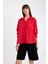 Oversize Geniş Kalıp Basic Düz Kırmızı Uzun Kollu Gömlek B0746AX24AU 12