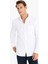 Slim Fit Dar Kesim Polo Yaka Dokulu Uzun Kollu Beyaz Gömlek T2066AZ25SP 9