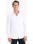 Slim Fit Dar Kesim Polo Yaka Dokulu Uzun Kollu Beyaz Gömlek T2066AZ25SP 10