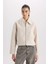 Su Geçirmez Regular Fit Polo Yaka Fermuarlı Cepli Kısa Kaşe Ceket C0935AX25SP 11