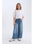 Kız Çocuk Wide Leg Kargo Cepli Geniş Bol Paça Jean Pantolon D4689A824AU 7
