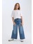 Kız Çocuk Wide Leg Kargo Cepli Geniş Bol Paça Jean Pantolon D4689A824AU 8