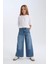 Kız Çocuk Wide Leg Kargo Cepli Geniş Bol Paça Jean Pantolon D4689A824AU 9
