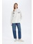 Oversize Geniş Kalıp Kapüşonlu Sırt Baskılı Kalın Beyaz Sweatshirt D6878AX24WN 7