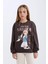 Kız Çocuk Sakura Oversize Geniş Kalıp Bisiklet Yaka Sweatshirt D2829A824WN 7