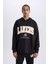 Fit NBA Los Angeles Lakers Oversize Geniş Kalıp Kapüşonlu Skuba Dalgıç Kumaş Sweatshirt D6709AX25SP 16