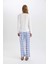 Pijama Takımı V Yaka Uzun Kollu Basic Düz Üst Kareli Beli Lastikli Alt-Fall in Love C5438AX24AU 12