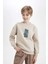 Erkek Çocuk Oversize Geniş Kalıp Bisiklet Yaka Baskılı Sweatshirt D5678A824WN 10