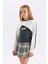 Kız Çocuk Bisiklet Yaka Baskılı Sweatshirt D7038A824WN 10