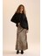 Straight Fit Normal Bel Leopar Desenli Saten Maxi Etek D6886AXNS 10