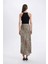 Straight Fit Normal Bel Leopar Desenli Saten Maxi Etek D6886AXNS 18