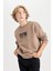 Erkek Çocuk Oversize Geniş Kalıp Sırt Baskılı Bisiklet Yaka Sweatshirt D5682A824WN 10