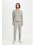 Pijama Takım V Yaka Uzun Kollu Üst Beli Lastikli Alt-Fall in Love D6950AX24AU 9