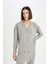 Pijama Takım V Yaka Uzun Kollu Üst Beli Lastikli Alt-Fall in Love D6950AX24AU 11