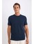 Slim Fit Dar Kesim Bisiklet Yaka Krinkıl Kısa Kollu Tişört D7225AX25SP 10