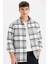 Regular Fit Polo Yaka Kareli Flanel Uzun Kollu Gömlek D5835AX24AU 10