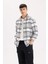 Regular Fit Polo Yaka Kareli Flanel Uzun Kollu Gömlek D5835AX24AU 12