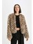 Regular Fit Leopar Desenli Kısa Suni Kürk Ceket Mont D6650AX24WN 16