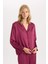 Pijama Takım Basic Düz Saten Uzun Kollu Üst Beli Lastikli Alt-Fall in Love D6940AX24AU 8