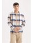Regular Fit Polo Yaka Kareli Flanel Uzun Kollu Gömlek D5835AX24AU 13