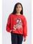 Kız Çocuk Disney Mickey & Minnie Oversize Geniş Kalıp Bisiklet Yaka Sweatshirt D4377A824WN 10