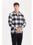 Regular Fit Polo Yaka Kareli Flanel Uzun Kollu Gömlek D5835AX24AU 13
