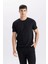 Slim Fit Dar Kesim Bisiklet Yaka Basic Düz Kısa Kollu Siyah Tişört M6608AZ25SP 9