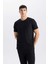 Slim Fit Dar Kesim Bisiklet Yaka Basic Düz Kısa Kollu Siyah Tişört M6608AZ25SP 10