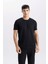 Slim Fit Dar Kesim Bisiklet Yaka Basic Düz Kısa Kollu Siyah Tişört M6608AZ25SP 7