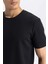 Slim Fit Dar Kesim Bisiklet Yaka Basic Düz Kısa Kollu Siyah Tişört M6608AZ25SP 11